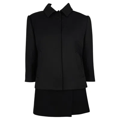 Pre-owned Dolce & Gabbana F/w 1999  Super Mini Cropped Sleeve Black Wool Skirt Suit It46
