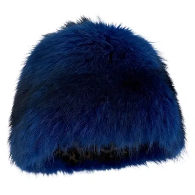 Pre-owned Dolce & Gabbana F/w 2000  Genuine Blue Marmot Fur Oversized Hat
