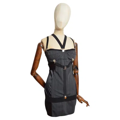 Pre-owned Dolce & Gabbana F/w 2003 D&g Bondage Micro Mini Suspender Corset Dress By  In Black
