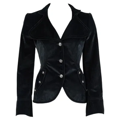 Pre-owned Dolce & Gabbana Fw 2006 Fitted Velvet Jacket With Heraldic Buttons It40 In Black