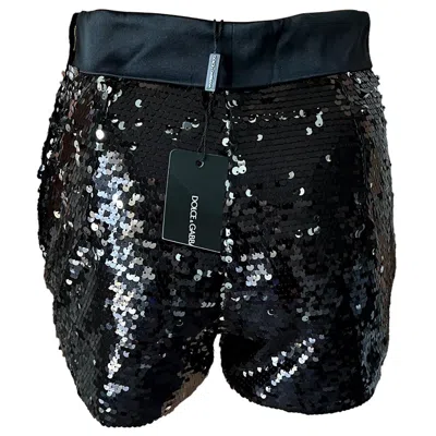Pre-owned Dolce & Gabbana F/w 2011 Unworn Sequin Embellished Black Hot Pants Mini Shorts