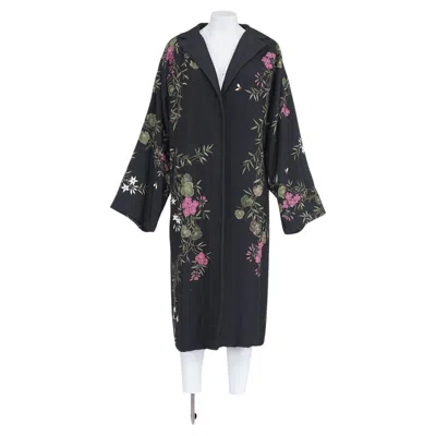 Pre-owned Dolce & Gabbana Fw 98 Rare Floral Painted Shantung Coat In Black