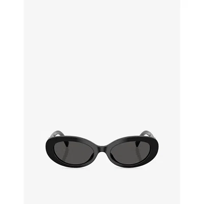 Dolce & Gabbana G4537 Oval-frame Acetate Sunglasses In Black
