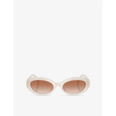 Dolce & Gabbana G4537 Oval-frame Acetate Sunglasses In White