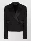 Dolce & Gabbana Gabardine Blazer Double Breasted Peak Lapels In Black