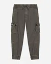Dolce & Gabbana Gabardine Cargo Pants With Branded Tag In Grey