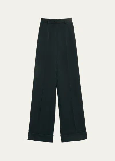Dolce & Gabbana Gabardine Cuffed Pants In Black