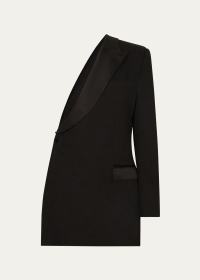 Dolce & Gabbana Gabardine One-shoulder Jacket In Black