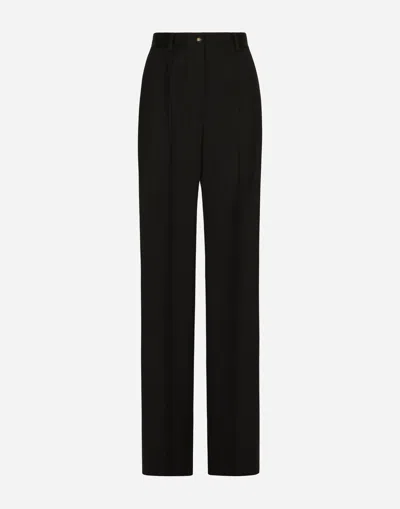 Dolce & Gabbana Gabardine Palazzo Pants In Black