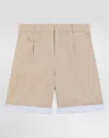 Dolce & Gabbana Gabardine Shorts With Dolce&gabbana Logo In Beige