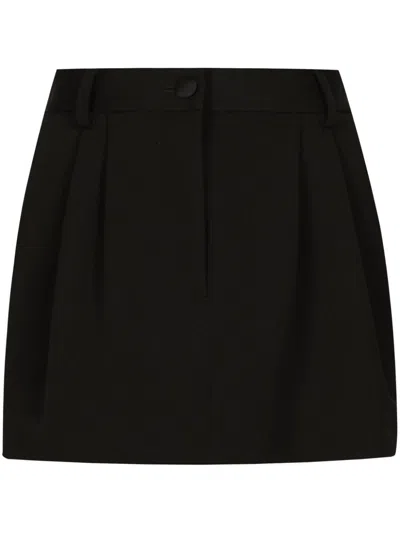 Dolce & Gabbana Dolce&gabbana Virgin Wool & Silk Blend Gabardine Tuxedo Skirt In Black