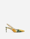 Dolce & Gabbana Floral-print Leather Slingback Pumps In Print