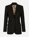 Dolce & Gabbana Gabardine Turlington Jacket With Top-stitching In Black