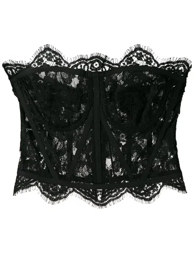 Dolce & Gabbana Floral Lace Corset Top In Black