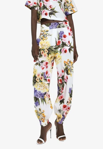 Dolce & Gabbana Pantaloni Baloon Stampa Giardino In Multicolor