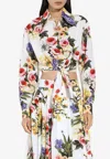 Dolce & Gabbana Floral Print Cropped Poplin Shirt With Front Tie In Multicolor