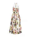 Dolce & Gabbana Gathered Floral-print Cotton-poplin Halterneck Midi Dress In Multicolor