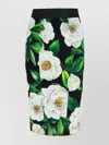 Dolce & Gabbana 'gardenia' High-waisted Floral Pattern Skirt In Green