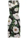 Dolce & Gabbana Women Gardenia Print Silk Chiffon Sheath Dress In Schwarz
