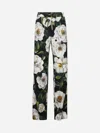 Dolce & Gabbana Gardenia Print Stretch Silk Charmeuse Pajama Pants