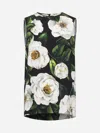 Dolce & Gabbana Gardenia Print Stretch Silk Charmeuse Sleeveless Top