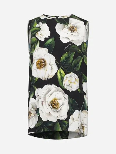 DOLCE & GABBANA GARDENIA PRINT SLEEVELESS TOP