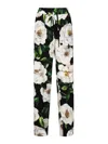Dolce & Gabbana Gardenia Print Stretch Silk Charmeuse Pajama Pants In Multicolour