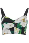 Dolce & Gabbana Gardenia Printed Marquisette Crop Top In Nero