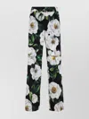 Dolce & Gabbana Gardenia Print Stretch Silk Charmeuse Pajama Pants In Black