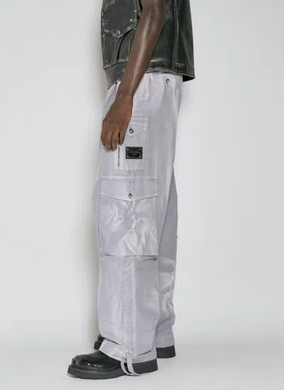 Dolce & Gabbana Garment-dyed Canvas Cargo Pants In Black