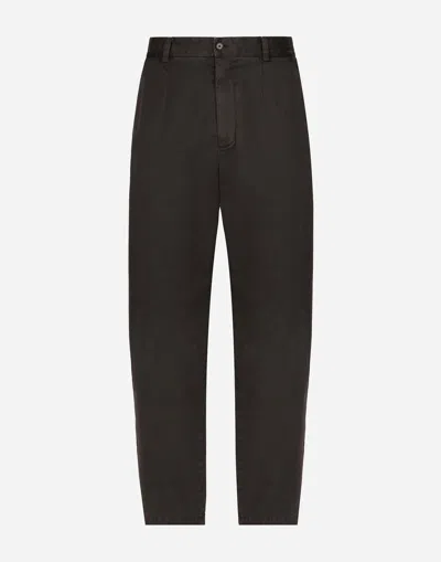 DOLCE & GABBANA GARMENT-DYED COTTON PANTS