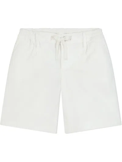 Dolce & Gabbana Kids' Garment-dyed Gabardine Shorts In White