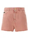 Dolce & Gabbana Garment-dyed High Waist Denim Shorts In Pink