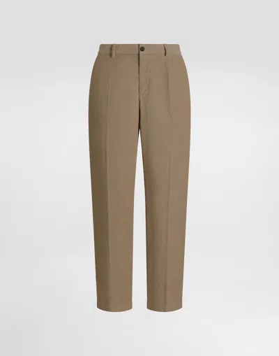 Dolce & Gabbana Garment-dyed Velvet Trousers In Neutral
