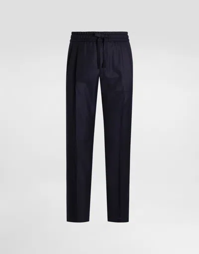Dolce & Gabbana Garment-dyed Wool Joggers In Blue