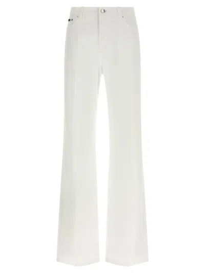 Dolce & Gabbana Garment-dyed Wide-leg Jeans In White