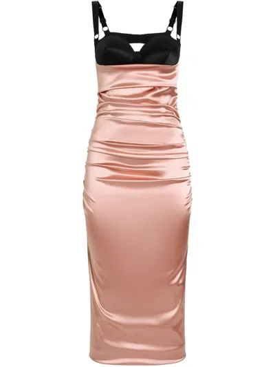 Dolce & Gabbana Gathered Midi Dress In Pink