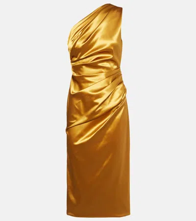Dolce & Gabbana Gathered Satin Cocktail Dress In Gold