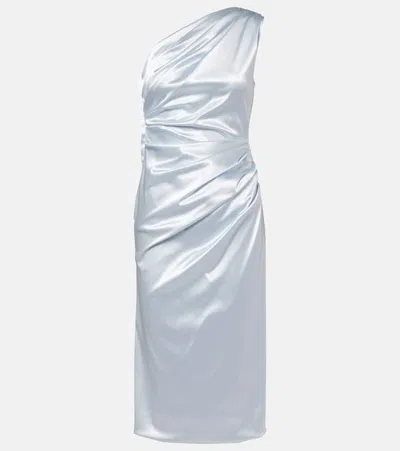 Dolce & Gabbana Pastel Light Blue Stretch Satin Dress In Gray