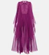 Dolce & Gabbana Gathered Silk Chiffon Gown In Purple