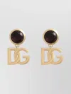 Dolce & Gabbana Logo Gemstone Accent Clip Earrings In Gold