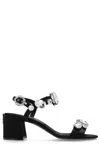 Dolce & Gabbana Satin Sandals With Gemstone Embellishment In Nero Crystal