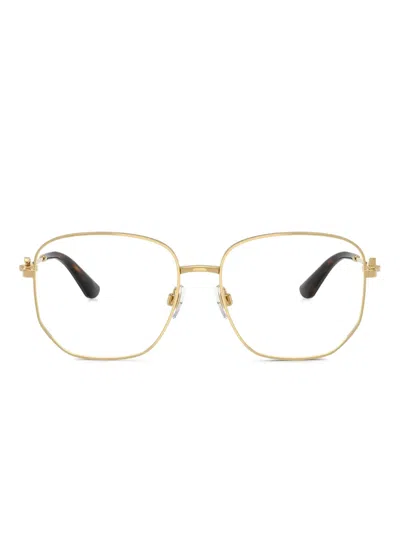 Dolce & Gabbana Geometric-frame Glasses In Gold