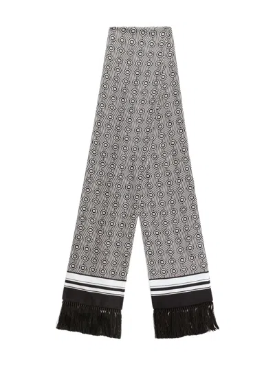 DOLCE & GABBANA GEOMETRIC-PATTERN FRINGED SCARF