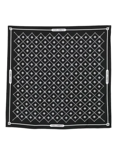 Dolce & Gabbana Geometric-pattern Silk Scarf In Black