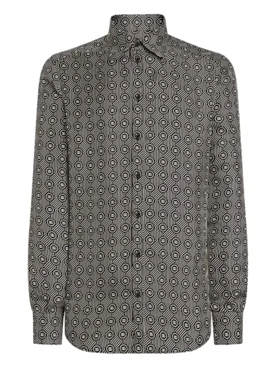 Dolce & Gabbana Geometric-print Shirt In Gray