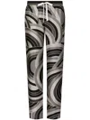 Dolce & Gabbana Geometric-print Silk Pijama Trousers In Green