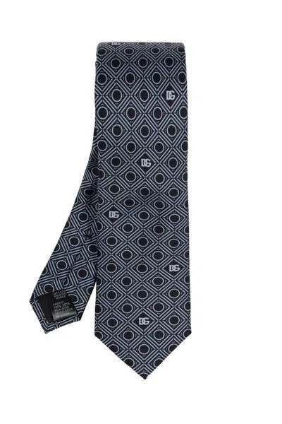 Dolce & Gabbana Geometric-print Silk Tie In Black