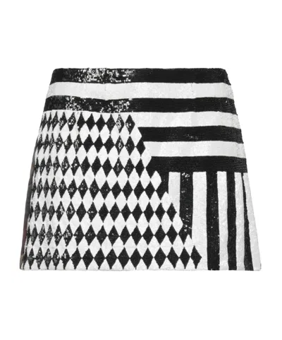 Dolce & Gabbana Geometric Striped Midi Skirt In White