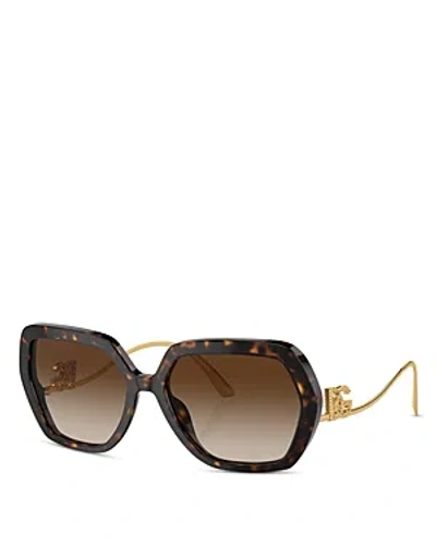 Dolce & Gabbana Geometric Sunglasses, 58mm In Havana/brown Gradient